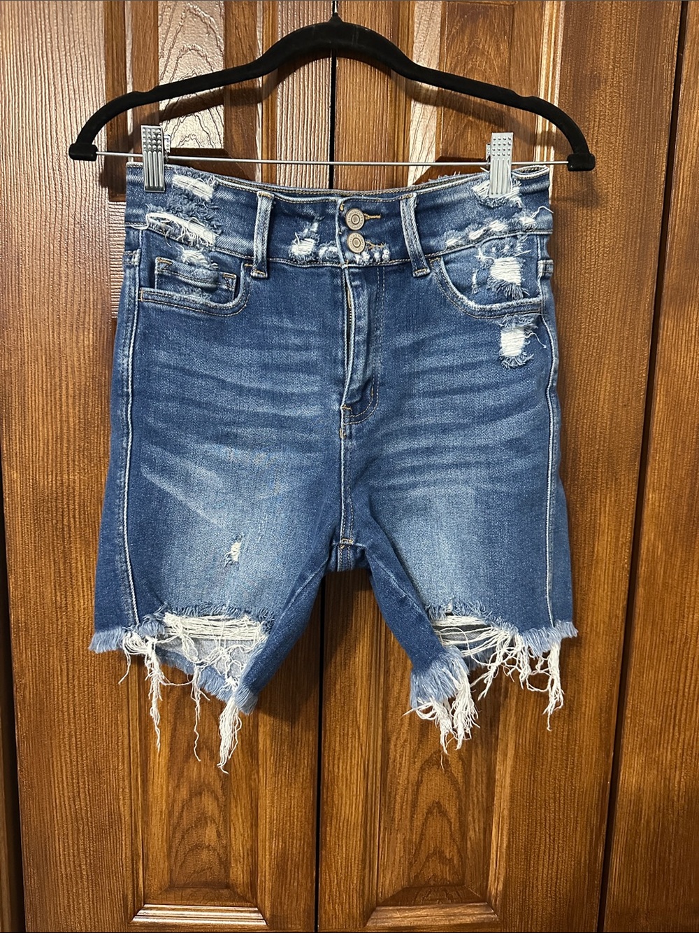 Flying Monkey Distressed Blue Denim Jean Shorts